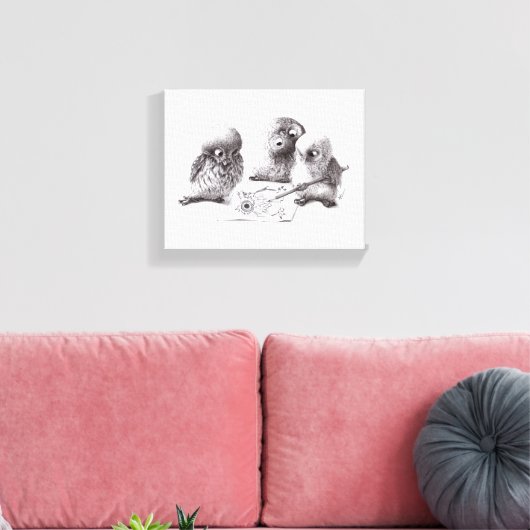 4 Funny Owls, 1 called Pablo print (Insitu (Woonkamer))