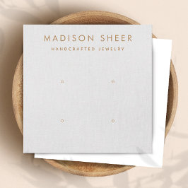 4 gaatjes, 2 paar lichtgrijs, oorbel display Kaart Vierkante Visitekaartje