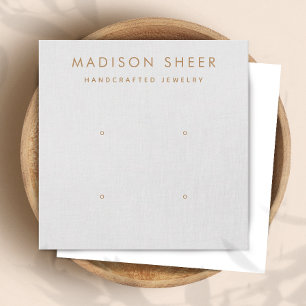 4 gaatjes, 2 paar lichtgrijs, oorbel display Kaart Vierkante Visitekaartje