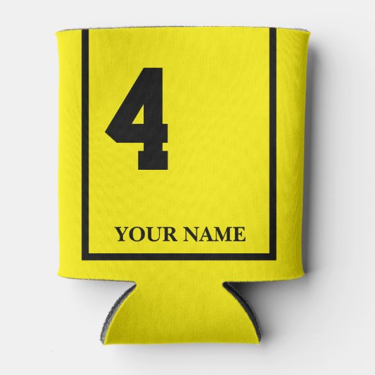 4 Geel met Zwart Paard Zadel Deken Custom Blikjeskoeler (Voorkant)