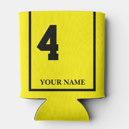 4 Geel met Zwart Paard Zadel Deken Custom Blikjeskoeler (Achterkant)