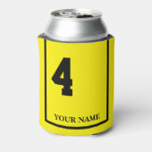 4 Geel met Zwart Paard Zadel Deken Custom Blikjeskoeler (Blikje Achterkant)