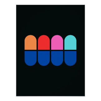 '4 Geesten' - Minimalistisch ontwerp - Nerdy gesch Perfect Poster
