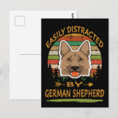 4 Gemakkelijk afgeleid door Duitse herder Briefkaart (Voorkant / Achterkant)