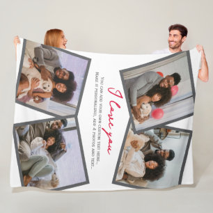 4 Gepersonaliseerde foto en tekst Sjabloon Fleece Deken