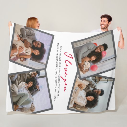 4 Gepersonaliseerde foto en tekst Sjabloon Fleece Deken (In situ)
