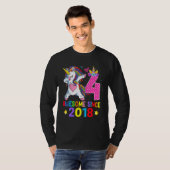 4 Geweldige sinds 2018 Dabbing Unicorn 4th Birthda T-shirt (Voorkant volledig)