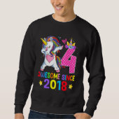 4 Geweldige sinds 2018 Dabbing Unicorn 4th Birthda Trui (Voorkant)