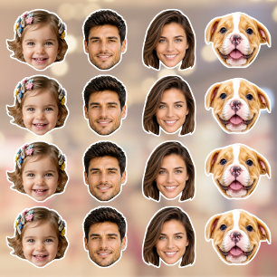 4 gezichts foto's op maat gesneden vinyl sticker