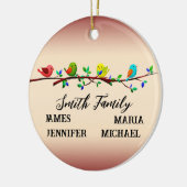 4 Gezinsleden Gepersonaliseerde naam kerstvogels Keramisch Ornament (Links)