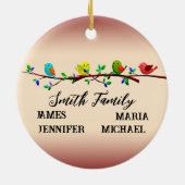 4 Gezinsleden Gepersonaliseerde naam kerstvogels Keramisch Ornament (Achterkant)