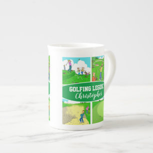 4 Golf Cartoons voor een Golf Legende Design Porselein Kop