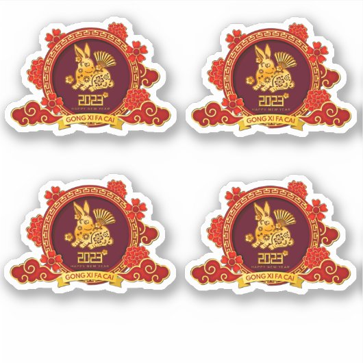 4 Gong Xi Fa Cai, wishing Wealth Chinese nieuwjaar Sticker (Voorkant)