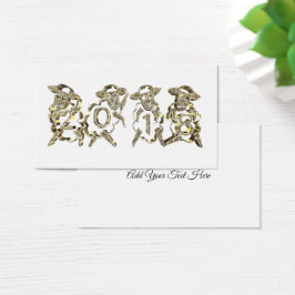 4 Gouden Sjeep Happy Nieuwjaar 2018 Gold Sparkles Visitekaartjes