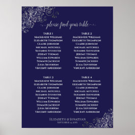 4 Grafiek Navy Blue op tafel Lacy Gray Wedding Sea Poster