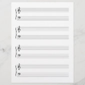 4 Grand Staffs Staves Muziek Manuscript Papier Briefhoofd (Voorkant)