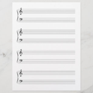 4 Grand Staffs Staves Muziek Manuscript Papier Briefhoofd