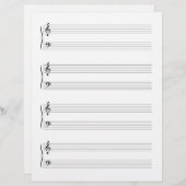 4 Grand Staffs Staves Muziek Manuscript Papier Briefhoofd (Voorkant / Achterkant)