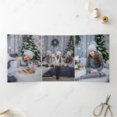 4 Grote fotografie en heldere kerstmis Drieluik Wenskaart (Binnen)