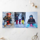 4 Grote foto's Venster Snowflake met kerstmis Drieluik Wenskaart (Binnen)