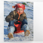 4 Grote foto's Venster Snowflake met kerstmis Drieluik Wenskaart (Binnenzijde eerst)