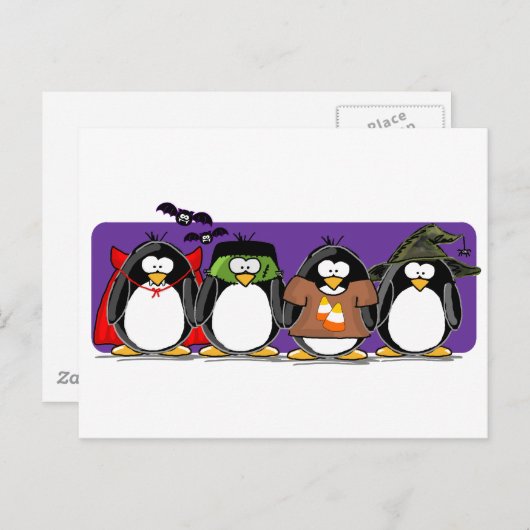 4 Halloween Penguins Briefkaart (Voorkant / Achterkant)