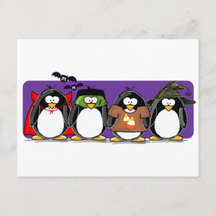 4 Halloween Penguins Briefkaart