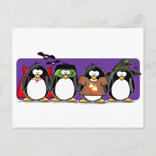 4 Halloween Penguins Briefkaart (Voorkant)