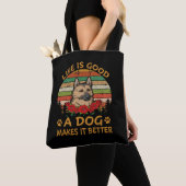 4 Het leven is goed Een hond maakt het beter Tote Bag (Dichtbij)