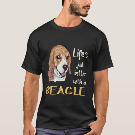 4 Het Leven Is Heel Wat Beter Met Een Beagle T-shirt (Voorkant)