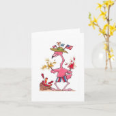4 het Vuurwerk van de Flamingo van juli notecard Kaart (Gele Bloem)