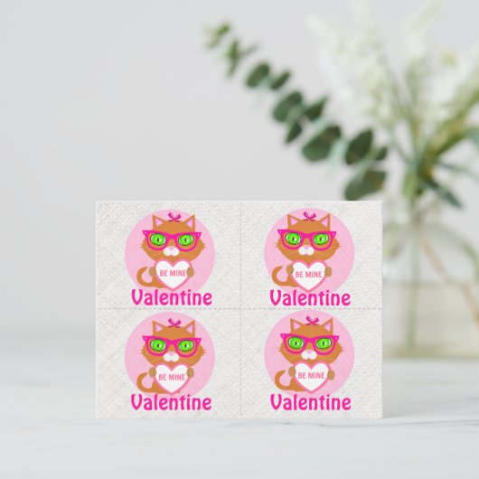 4 Hipster Cool Cat Valentijns Cards Briefkaart (Staand voorkant)