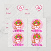 4 Hipster Cool Cat Valentijns Cards Briefkaart (Voorkant / Achterkant)