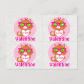 4 Hipster Cool Cat Valentijns Cards Briefkaart (Voorkant)