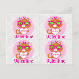 4 Hipster Cool Cat Valentijns Cards Briefkaart