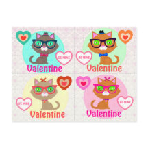 4 Hipster Cool Cat Valentijnse Kaarten