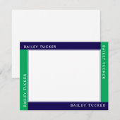 4 Hoek Naam Blauw Groen Rand Briefpapier Notitiekaartje (Voorkant / Achterkant)