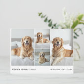 4 Hond Foto Collage Happy Howholidays Kerst Huisdi Feestdagenkaart (Staand voorkant)