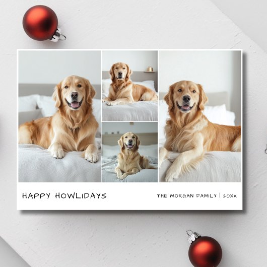 4 Hond Foto Collage Happy Howholidays Kerst Huisdi Feestdagenkaart