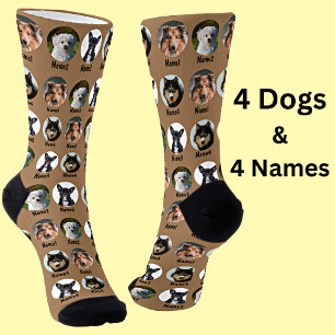 4 Honden, 4 Namen, Dog Foto - Persoonlijk bruin Sokken