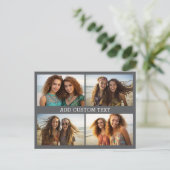 4 horizontale fotocollage met één regel tekst briefkaart (Staand voorkant)