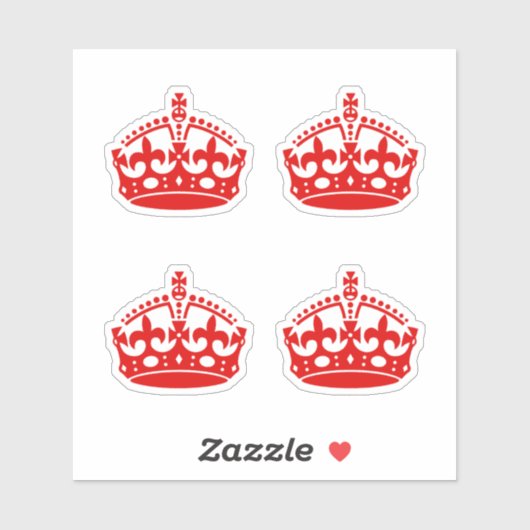 4 Houd Calm Crown Red Sticker (Vel)