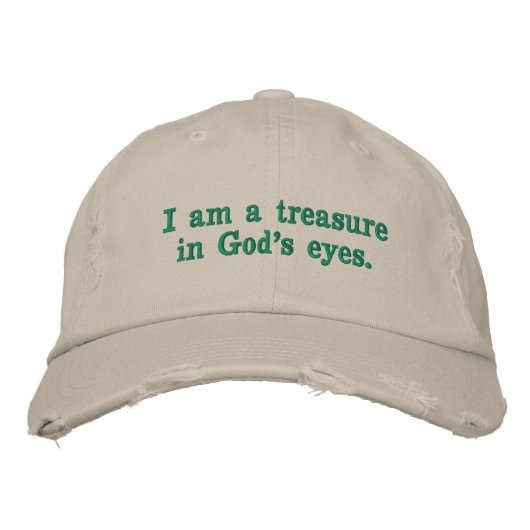 4. Ik ben een schat in de ogen van God. Geborduurde Pet (Voorkant)