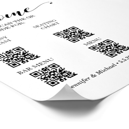 4 in 1 Ceremony&Seitting Chart&Bar&Menu QR-code Poster (Hoek)