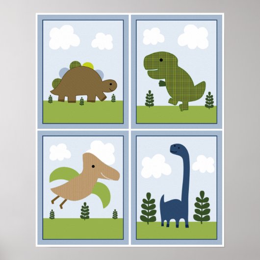 4-in-1-dinosaurussen/Dino 8x10-inch zurenwerk Poster (Voorkant)