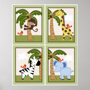 4-in-1-set Oerwouden Posters van 8 x 10 inch