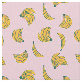 (4 inch) Cool banaan illustraties in roze achtergr Stof