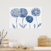 4 indigo abstract schilderij poster (Keuken)