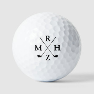 4 Initiaal Monogram met Golfclubs Golfballen