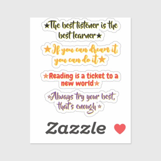 4 Inspirational Quotes for Elementary Students | Sticker (Vel)